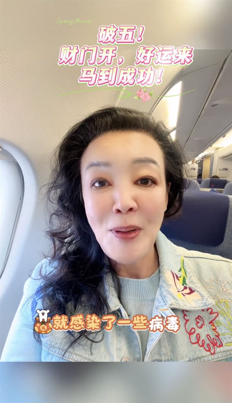 張蘭搭機來台。（圖／翻攝自張蘭微博）