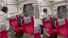 一名阿伯在台鐵列車上公然抽菸，無視其他乘客感受。（圖／翻攝自Hayashi Kozaki臉書）