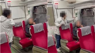 一名阿伯在台鐵列車上公然抽菸，無視其他乘客感受。（圖／翻攝自Hayashi Kozaki臉書）