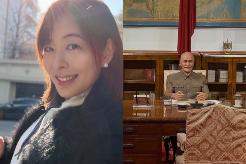 賈永婕到中正紀年堂看展，嗆蔣公像「繼續罰坐吧」，網友評價兩極，遭炎上。（圖/翻攝自賈永婕臉書）