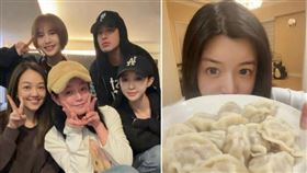 陳妍希（前中）和楊欣（前左）、Luna（前右）以及楊丞琳（後左起）、潘瑋柏聚會，當中有兩對夫妻檔，而她稍早曬水餃也讓網友直呼狀態好。（翻攝自IG）