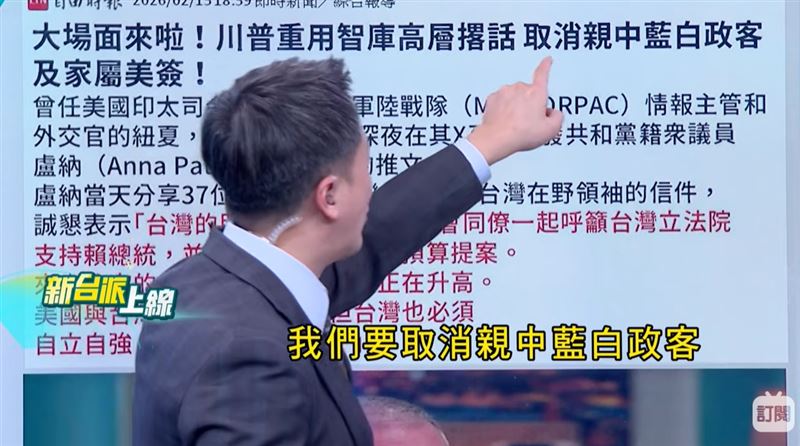 川普劍指親中政客！美智庫提議取消美簽，王義川說「藍白嚇死了」。（圖／新台派上線）