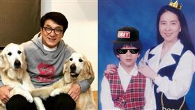 成龍（左）與妻子林鳳嬌（右）育有兒子房祖名，過去成龍以嚴厲教育方式管教房祖名，使得雙方互動一度降至冰點。（圖／翻攝自成龍、房祖名IG）