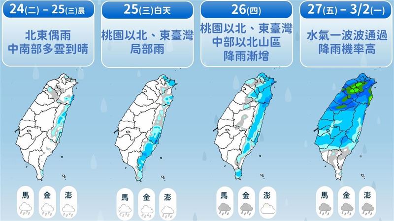 明起北部轉濕涼 228連假雨最猛地區曝