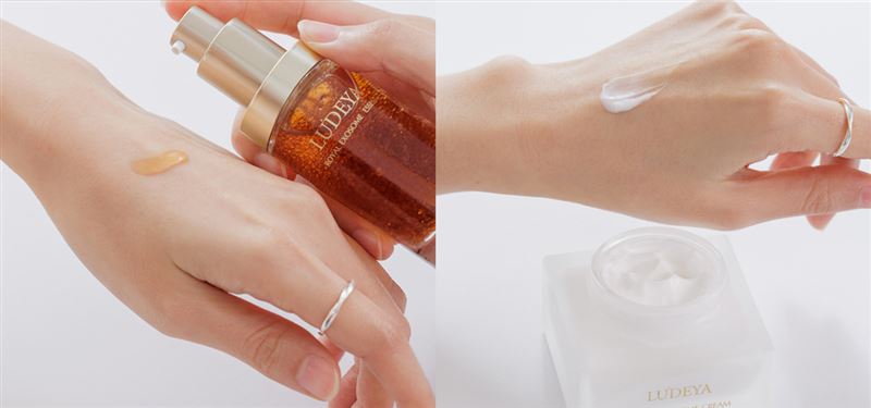 LUDEYA露緹雅瑰泌新生系列透過「抗老雙引擎」的精準協奏，讓保養簡練而不失深度，兩步即可重塑肌底秩序。（圖／品牌業者提供）