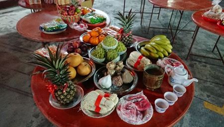 新營濟安宮農曆正月初九天公生信徒準備的供品（圖／國家文化記憶庫）