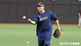 台日職棒國際交流賽，中信兄弟一壘手陳俊秀賽前練習。（圖／記者劉彥池攝影）