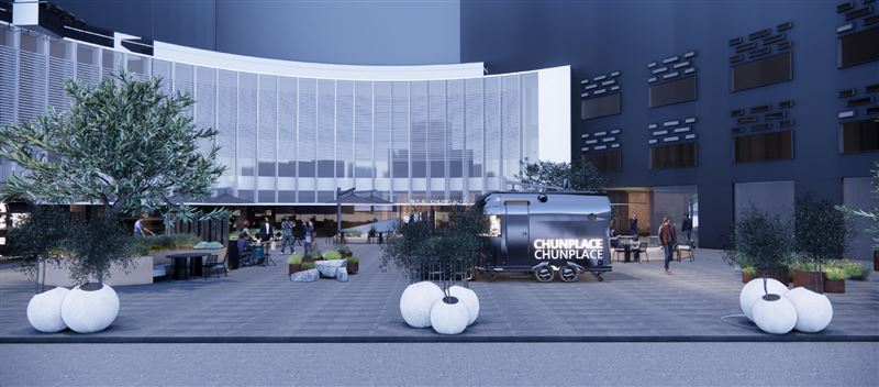 重新定義台北夜生活！從午後微光開始，春大直戶外廣場試營運。（圖／春大直提供）