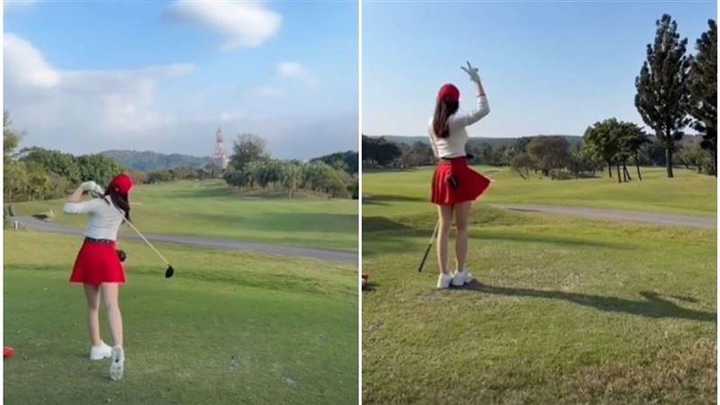 曾馨瑩「露大長腿」打高爾夫 教練超大咖