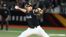 台日棒球國際交流賽，軟銀鷹投手尾形崇斗。（圖／記者劉彥池攝影）
