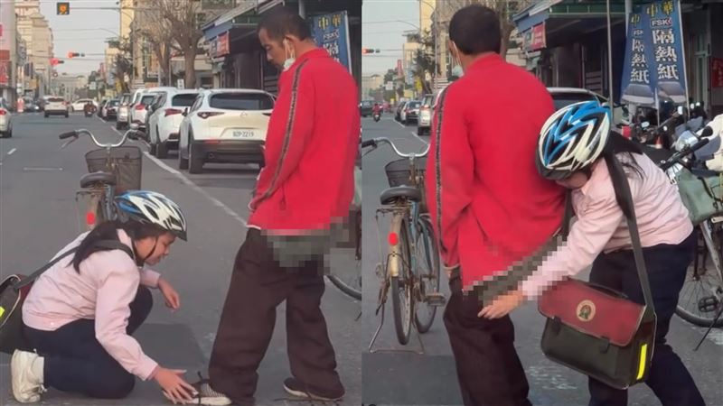疑失智伯褲子滑落女學生伸援手 逼哭全網