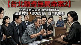 【台北大區無屍命案2】兇手經商失敗貪圖張靜華財富紓困，法庭怒喊4個「警察栽贓」】露餡。（圖／AI製作）