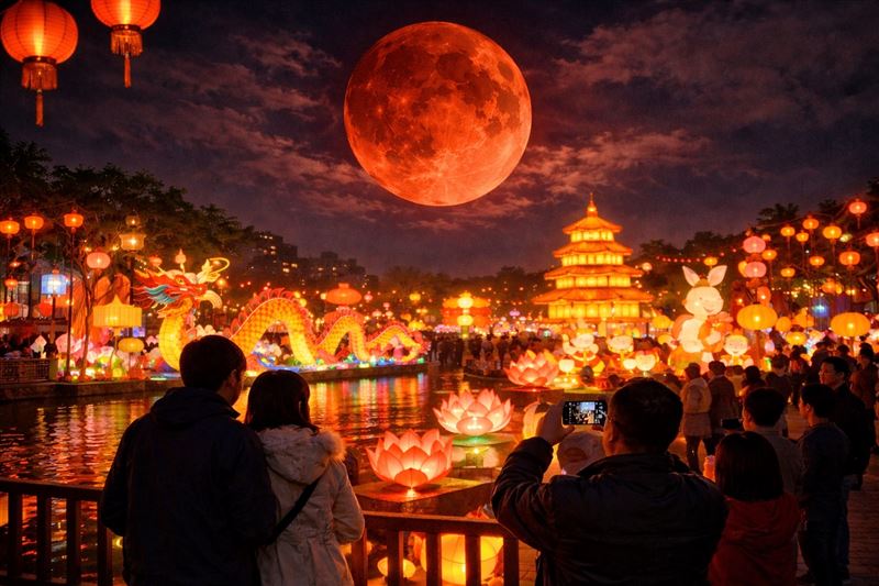 元宵節罕見逢血月，命理師提醒2類人注意。（示意圖／AI生成）