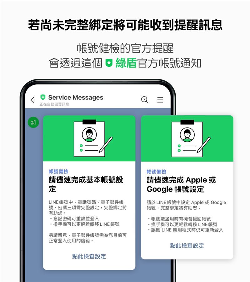 LINE官方提醒，用戶應完整綁定帳號。（圖／LINE官方BLOG）