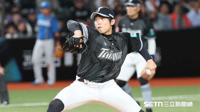 台日棒球國際交流賽，經典賽台灣隊第5任投手陳冠宇。（圖／記者劉彥池攝影）