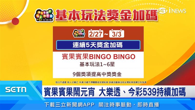228連假到來，BINGO SINGO開始連續5天加碼