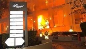 杜拜五星級飯店遭飛彈襲擊釀大火。（圖／翻攝自Ｘ平台@IbrahimJalalYE）