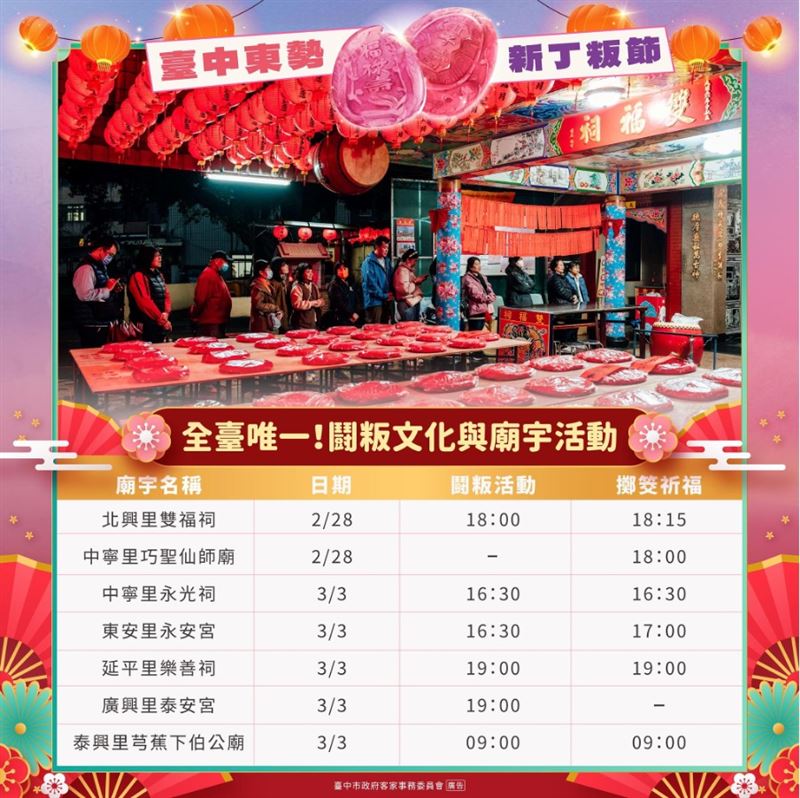 宮廟合作。(圖/翻攝自臺中東勢新丁粄節粉絲專頁)