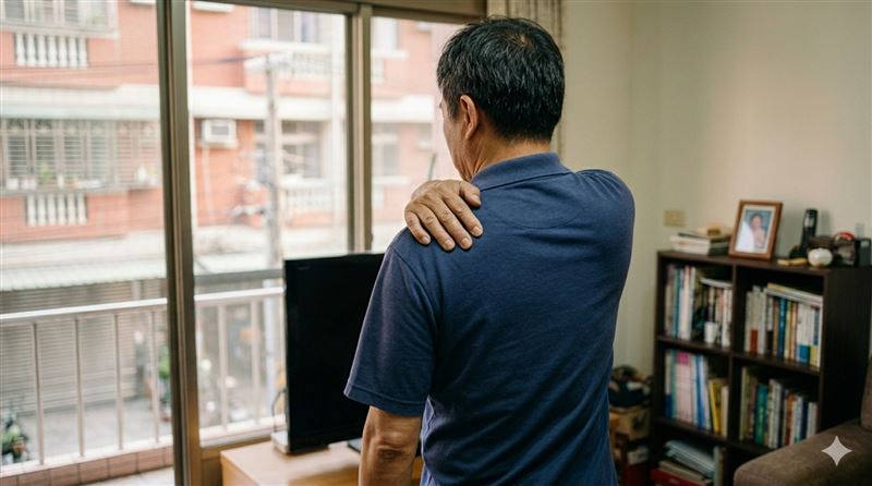 過年後肩膀痠痛，可能不只是太過勞累，當心是高糖飲食造成五十肩上身！（示意圖，Gemini生成）