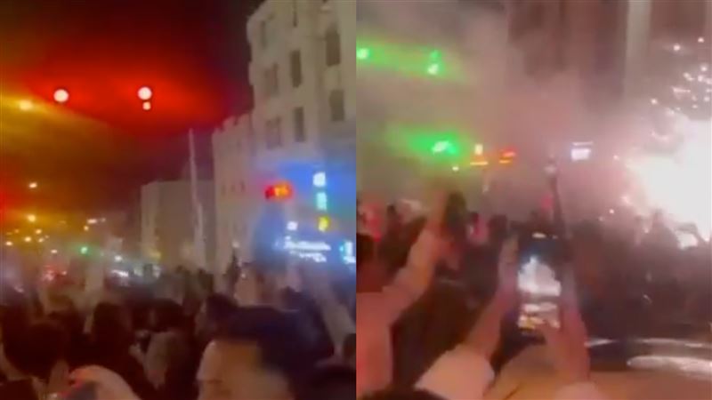 哈米尼死了，伊朗人激動歡呼慶祝，「街頭起舞、放煙火」畫面曝光。（圖／翻攝自X平台）