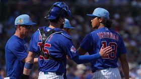 今永昇太熱身賽先發2.2局挨3轟。（圖／路透社／達志影像）