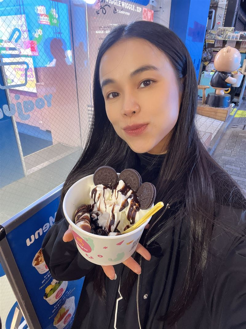 林芯儀隔絕油糖半年,賽後開啟美食慶功獎勵模式。(圖/旺多福多媒體工作室提供)