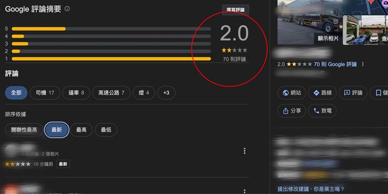 一排滑不完的負評，也換不回一條人命。當輿論退燒後，又會是誰的通勤路，成為最後一程？（圖／翻攝自google）