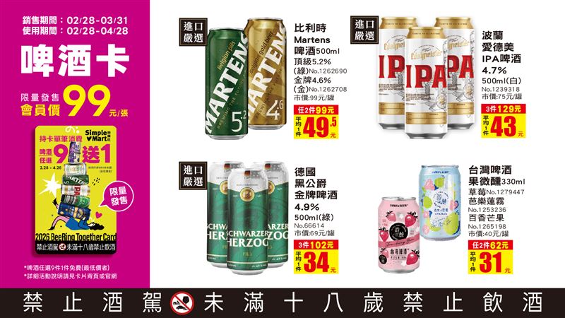美廉社啤酒卡回歸。（圖／品牌業者提供）