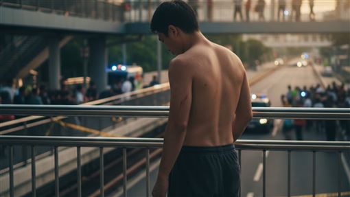 台男鬧海外捷運站半裸掛天橋！舔手丟護照