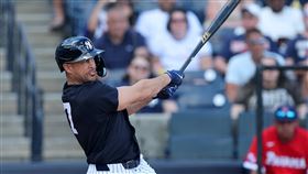 紐約洋基隊重砲手史坦頓（Giancarlo Stanton）在春訓亮相。（圖／美聯社／達志影像）