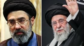 哈米尼(右)被炸死後，革命衛隊高層出於對國家局勢失控的擔憂，強硬要求跳過憲法規定的既定程序，力拚在最短時間內、甚至在周日黎明前就要拍板定案，讓穆傑塔巴((左)迅速接掌大權。（圖／翻攝自X平台Zard si Gana帳號）