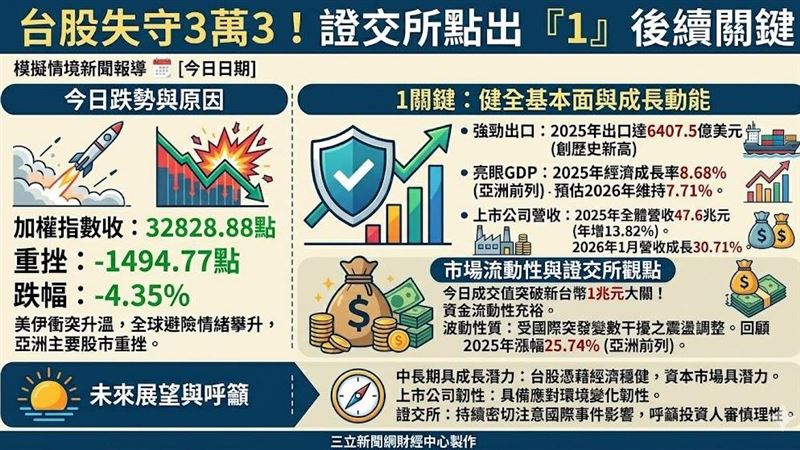 新/台股失守三萬三 證交所說話了
