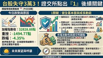 美伊衝突升溫使台股重挫失守3.3萬點大關，但證交所強調，國內2025年GDP高達8.68%且出口創新高，基本面強勁。今日成交破兆展現流動性，籲投資人審慎理性，台股具中長線成長潛力。（AI製圖）