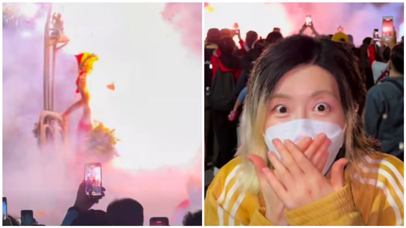 DJ SODA首度體驗台東元宵節傳統「炮炸寒單爺」，驚人畫面讓她震撼不已。（圖／翻攝自DJ SODA臉書）