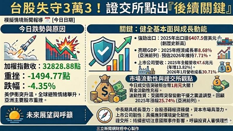 新/台股失守三萬三 證交所說話了