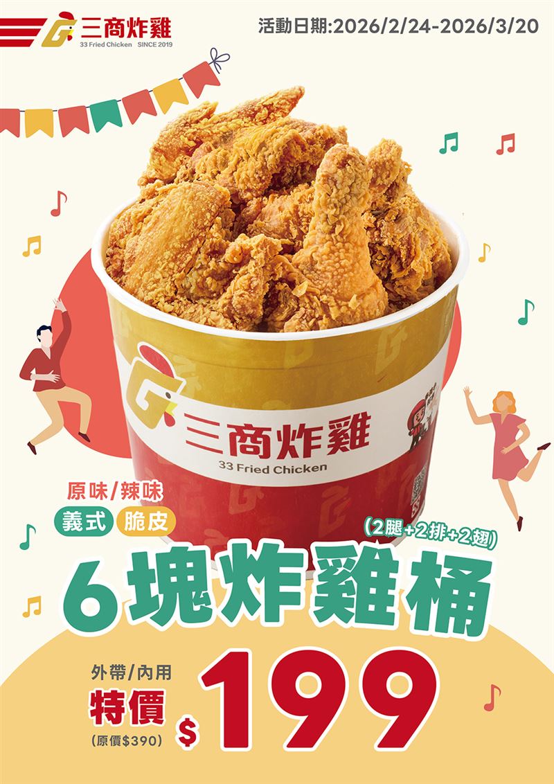 三商炸雞六塊炸雞原價390元特惠價199元。(圖/品牌業者提供)