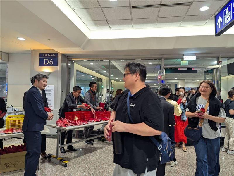 阿聯酋航空今復航,501名旅客平安返抵國門。(圖/桃園機場提供)