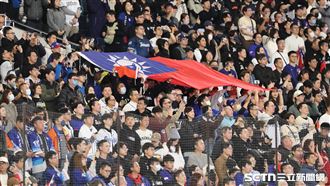 WBC台澳戰，球迷在看台舉中華民國國旗。（圖／特派記者劉彥池攝影）