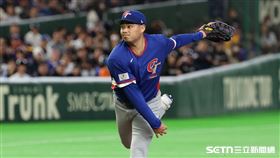 WBC台澳戰，台灣隊第2任投手陳柏毓。（圖／特派記者劉彥池攝影）