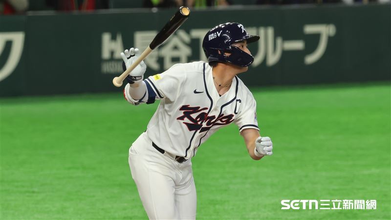WBC捷韓戰，韓國隊中外野手李政厚擊出安打。（圖／特派記者劉彥池攝影）