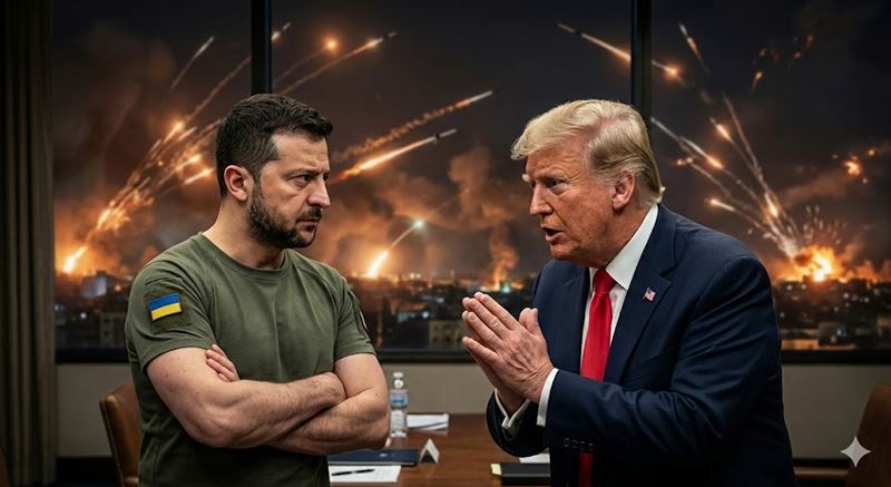 隨著中東戰火持續延燒，中東多國的美國基地正面臨伊朗無人機的嚴重威脅，美國進而轉向實戰經驗豐富的烏克蘭尋求防空技術支援，對照川普不斷威脅要中斷對烏克蘭的援助相當諷刺。（圖／GEMINI生成示意圖）