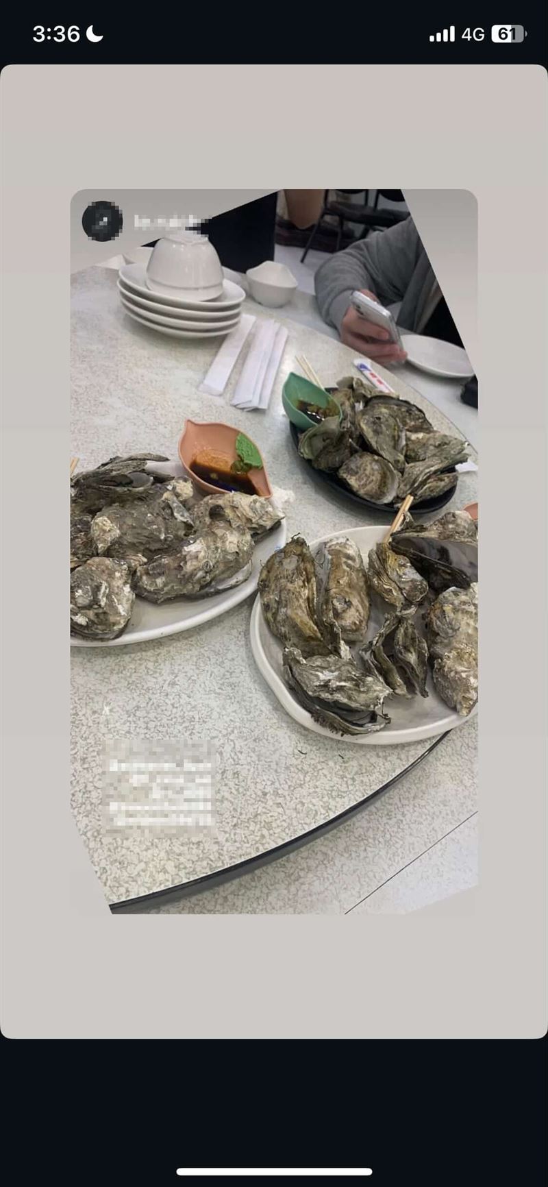 李同學一行人8人吃了生蠔後，凌晨開始上吐下瀉，隔日遊樂園行程毀了。（圖／李同學提供）