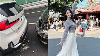 去年遭撞爛車尾！台八女星國道又遭追撞