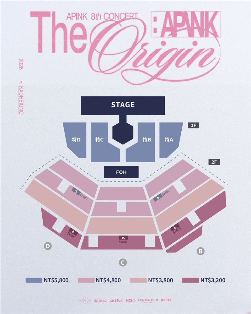 Apink高雄演唱會票價、座位圖。（圖／KKLIVE提供）