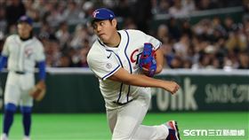 WBC日台戰，台灣隊先發投手鄭浩均。（圖／特派記者劉彥池攝影）