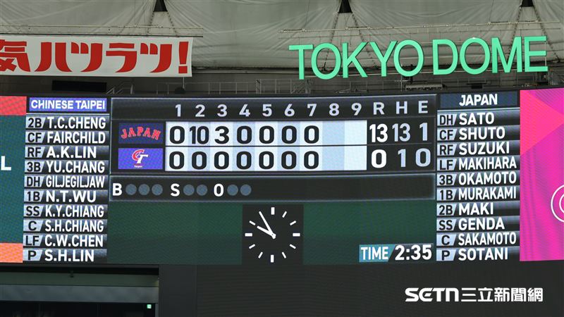 WBC日台戰，台灣隊全場僅擊出1安，0：13遭日本隊提前結束比賽。（圖／特派記者劉彥池攝影）