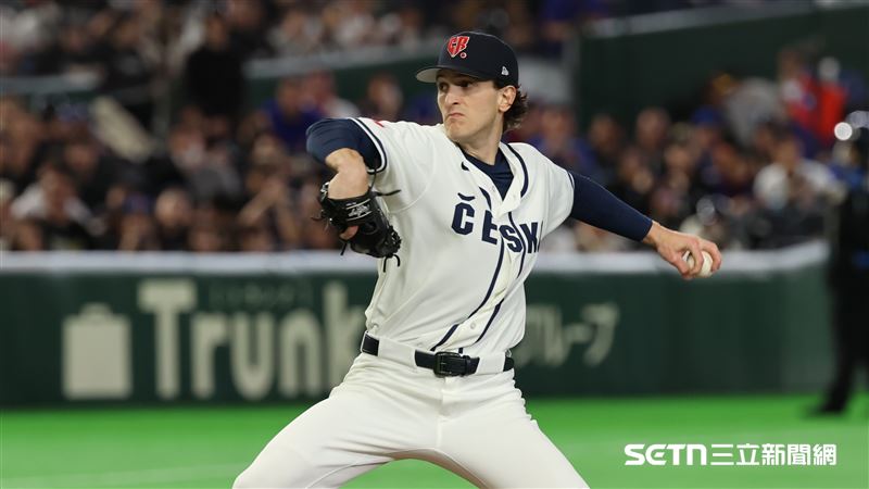 WBC台捷戰，捷克隊先發投手。（圖／特派記者劉彥池攝影）