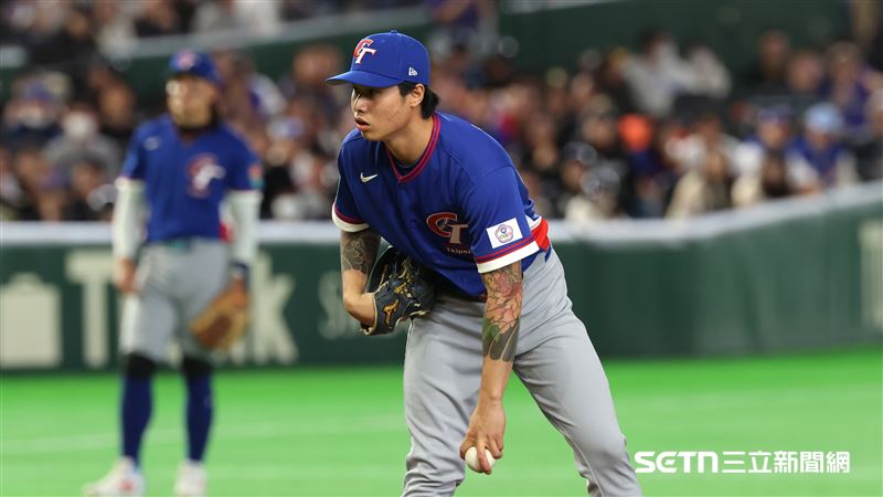 WBC台捷戰，台灣隊第2任投手林昱珉。（圖／特派記者劉彥池攝影）