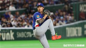 WBC台捷戰，台灣隊第2任投手林昱珉。（圖／特派記者劉彥池攝影）