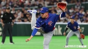 WBC台捷戰，台灣隊第4任投手曾峻岳。（圖／特派記者劉彥池攝影）